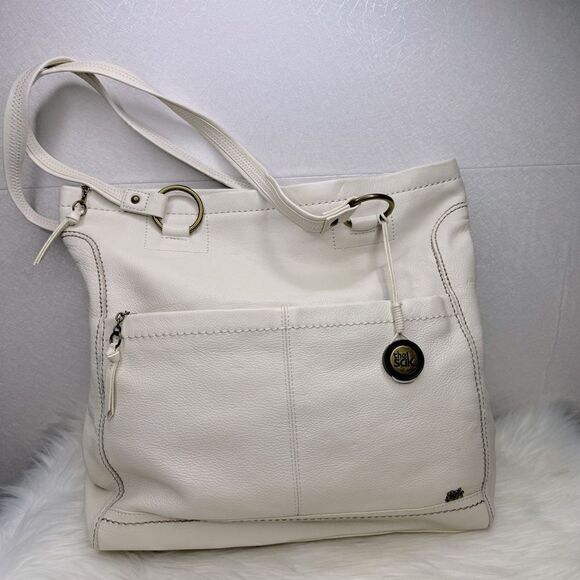 The Sak Off White Pebbled Leather Shoulder Tote Bag - Picture 1 of 10